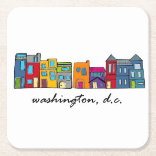 Washington DC Row Houses Underlägg Papper Kvadrat