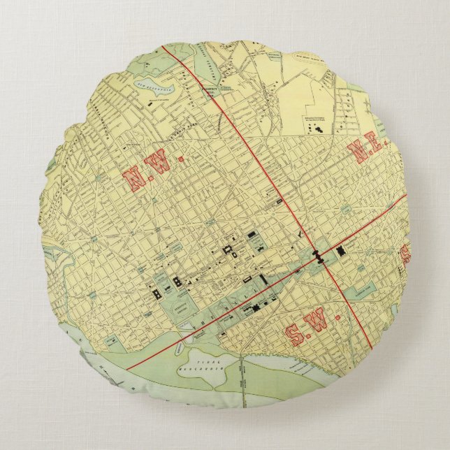 Washington DC Rund Kudde (Framsidan)