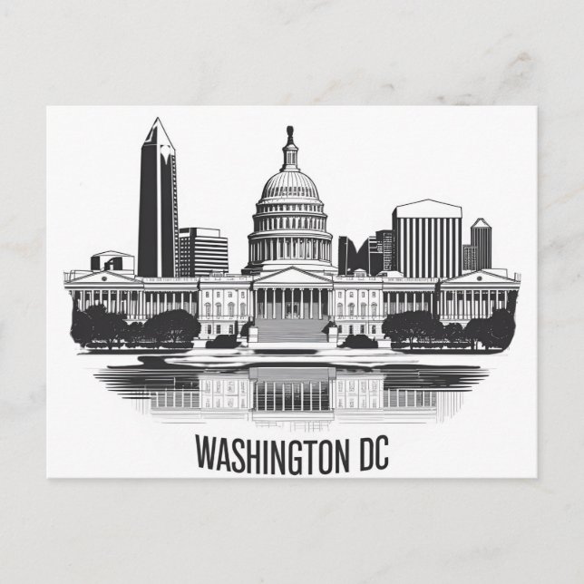 Washington DC:s siluett Vykort (Framsida)