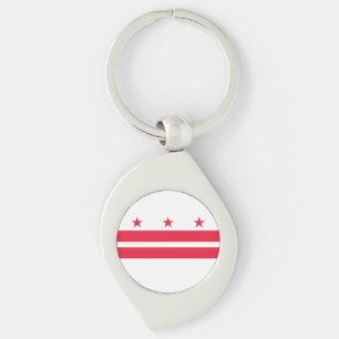 Washington DC:s statsflagga Swirl Silverfärgad Nyckelring