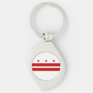 Washington DC:s statsflagga Swirl Silverfärgad Nyckelring