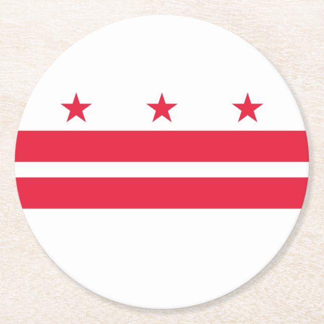 Washington DC:s statsflagga Underlägg Papper Rund (Framsidan)