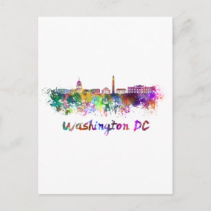 Washington DC-skylin i vattenfärg Vykort