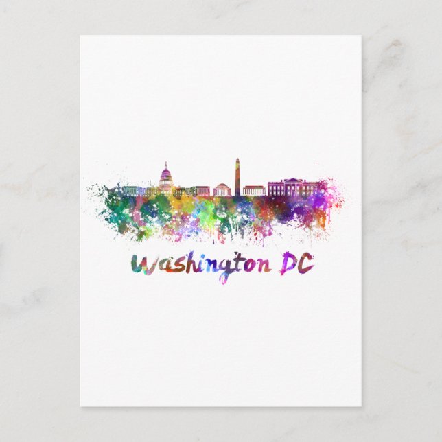 Washington DC-skylin i vattenfärg Vykort (Framsida)