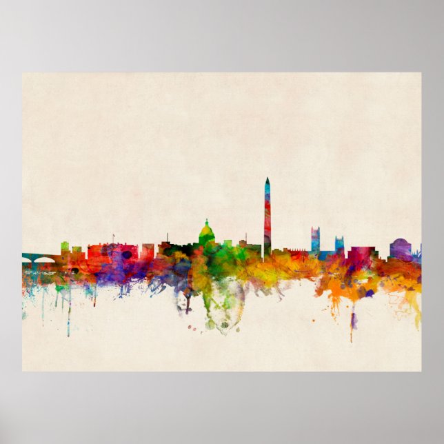 Washington DC Skyline Cityscape Poster (Framsidan)