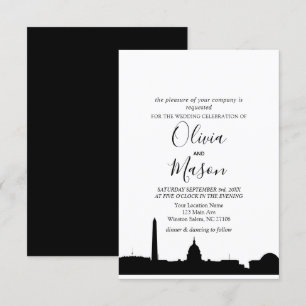 Washington DC Skyline Cityscape Wedding bjudande Inbjudningar