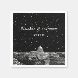 Washington DC Skyline Etched Stjärnbröllop Pappersservett