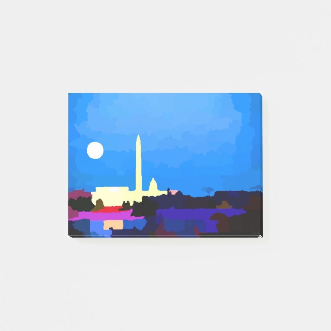 Washington DC Skyline Full Moon Post-it Block (Framsida)