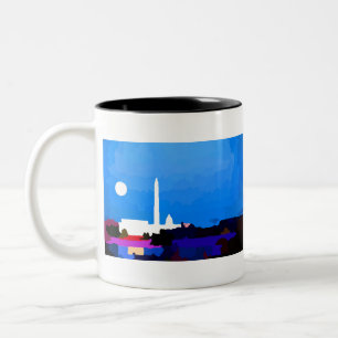Washington DC Skyline Full Moon Två-Tonad Mugg