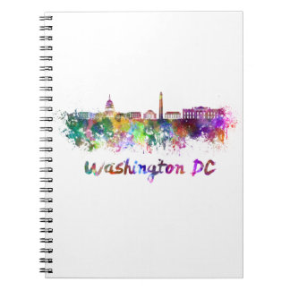 Washington DC skyline in watercolor Anteckningsbok Med Spiral
