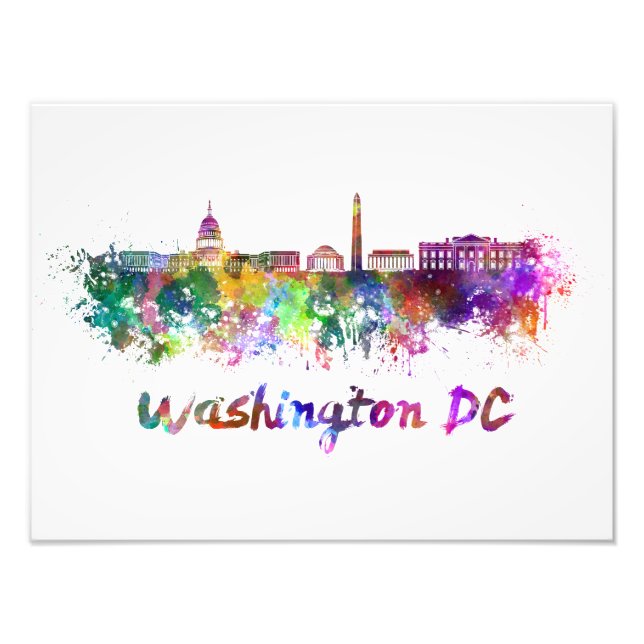 Washington DC skyline in watercolor Fototryck (Framsidan)
