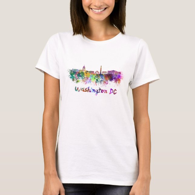 Washington DC skyline in watercolor Tee Shirt (Framsida)