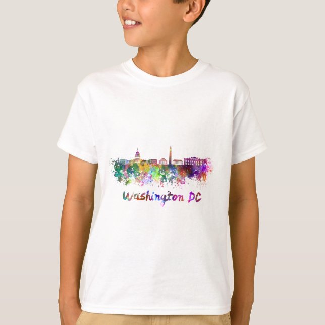 Washington DC skyline in watercolor Tee Shirt (Framsida)