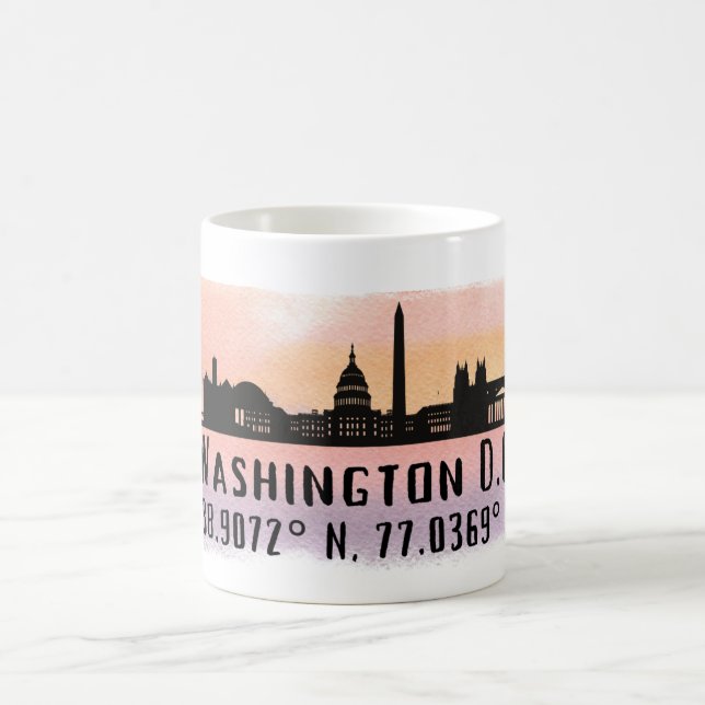 Washington DC Skyline Latitude och longitud Kaffemugg (Center)