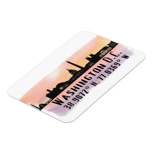 Washington DC Skyline Latitude och longitud Magnet