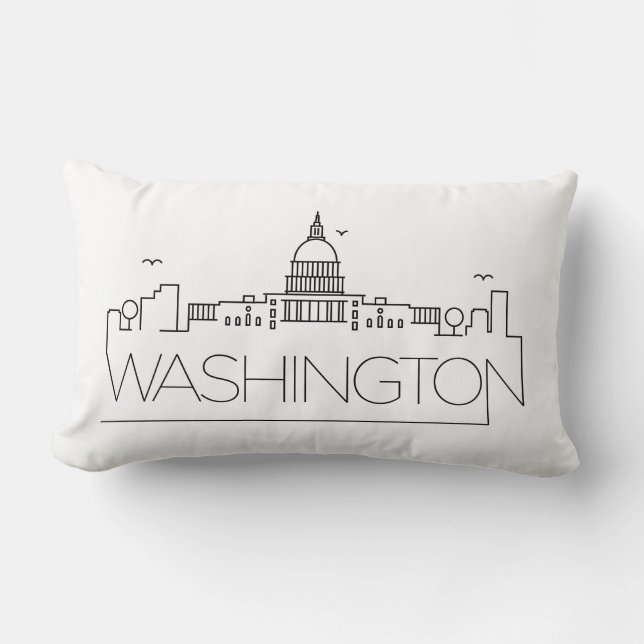 Washington DC Skyline Lumbar Pillow Lumbarkudde (Framsida)