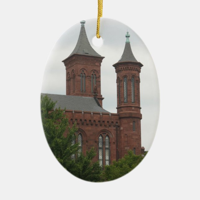 Washington DC Smithsonian Castle-ornament Julgransprydnad Keramik (Framsidan)