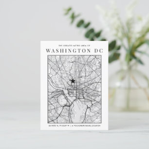 Washington, DC. Stadskarta + Platsmarkör Vykort
