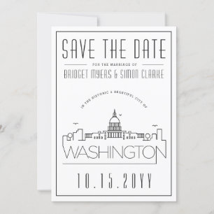 Washington DC   Stiliserad Skyline Spara datum Inbjudningar