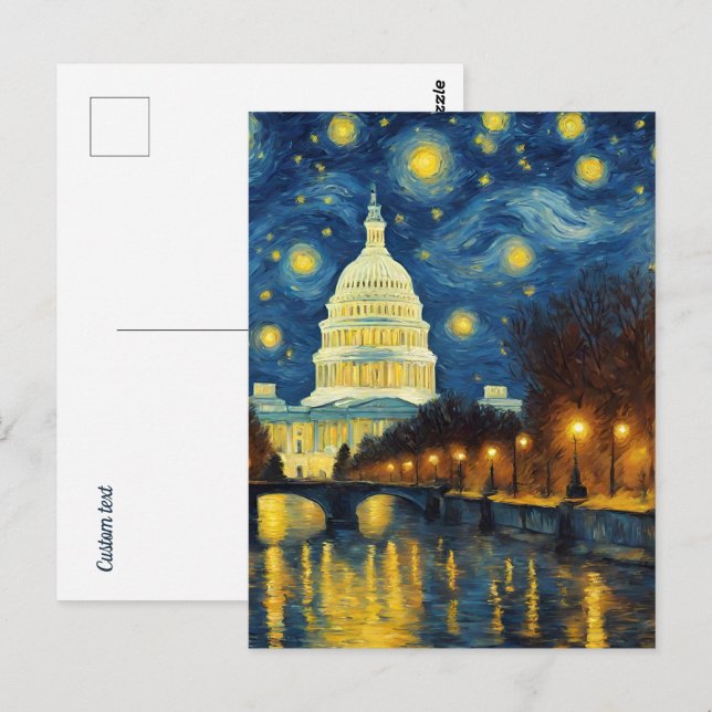Washington DC Stjärnklar Natt Vykort (Fram/baksida)