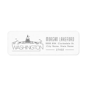 Washington DC Stylized horisont Returadress Etikett