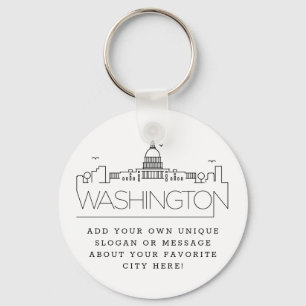 Washington DC Stylized Skyline Anpassningsbar Slo Nyckelring