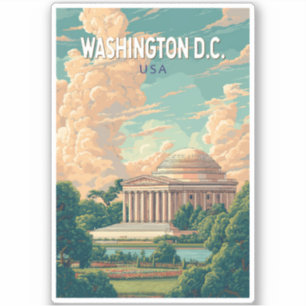 Washington DC Thomas Jefferson Memorial Travel Art Klistermärken