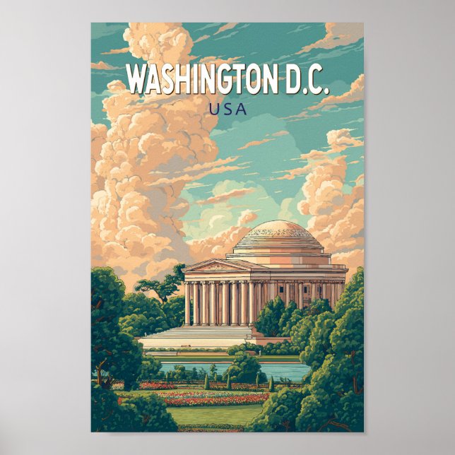 Washington DC Thomas Jefferson Memorial Travel Art Poster (Framsidan)