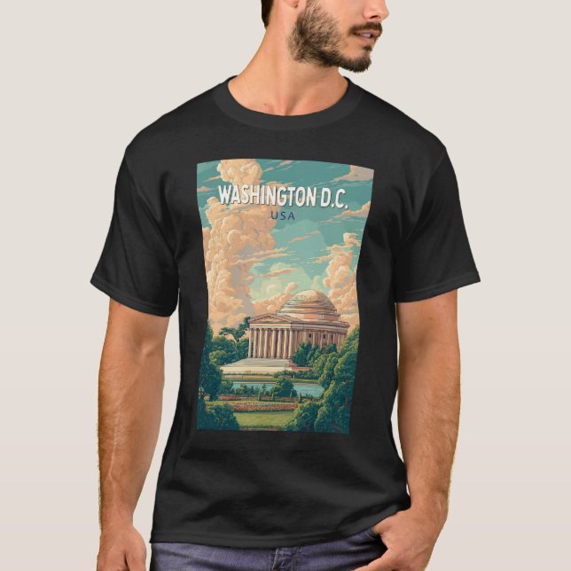 Washington DC Thomas Jefferson Memorial Travel Art T Shirt (Framsida)