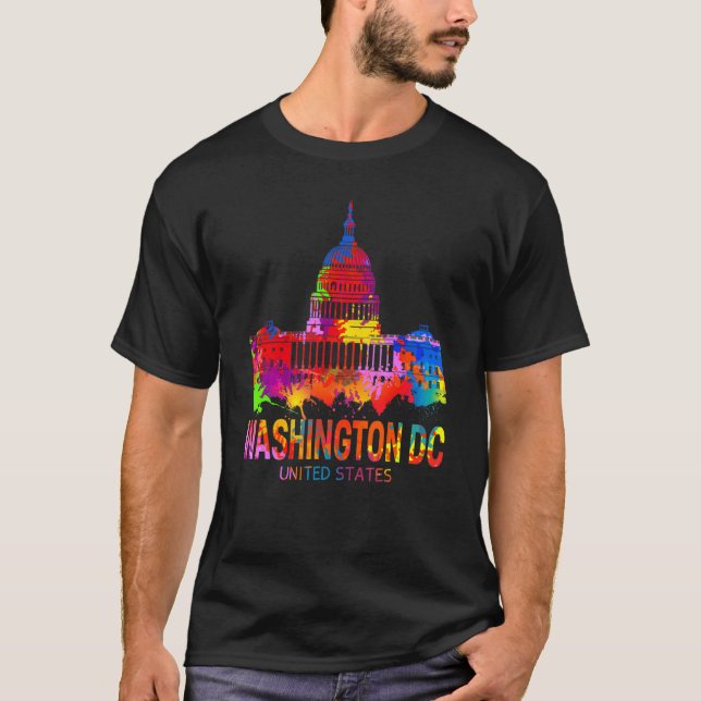 Washington Dc Tie Dye Wn American Graphic T Shirt (Framsida)