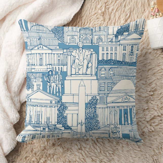 Washington DC toile blue Kudde (Filt)