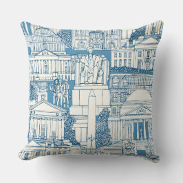 Washington DC toile blue Kudde