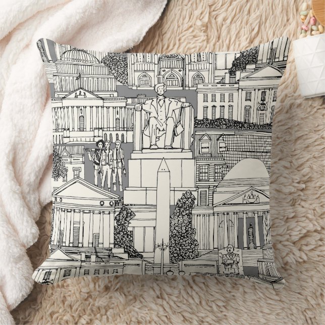 Washington DC toile gray Kudde (Filt)