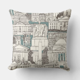 Washington DC toile juniper Kudde