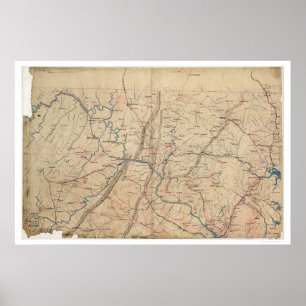 Washington DC Topografiska Civil Krig 1861 Poster