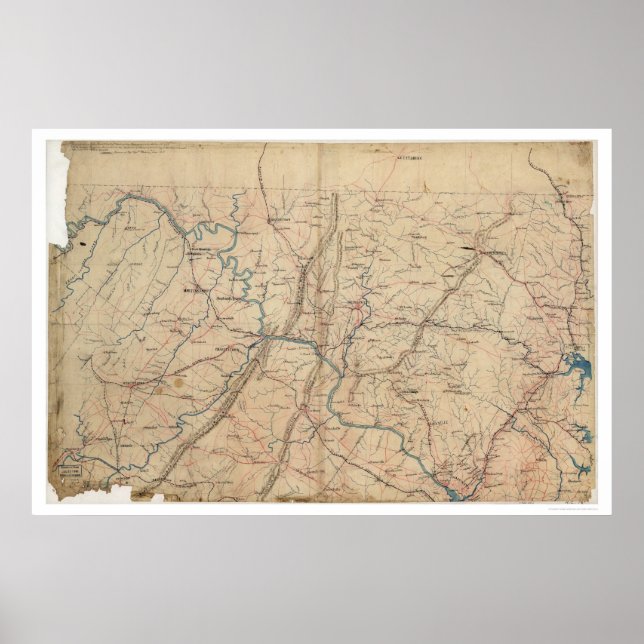 Washington DC Topografiska Civil Krig 1861 Poster (Framsidan)