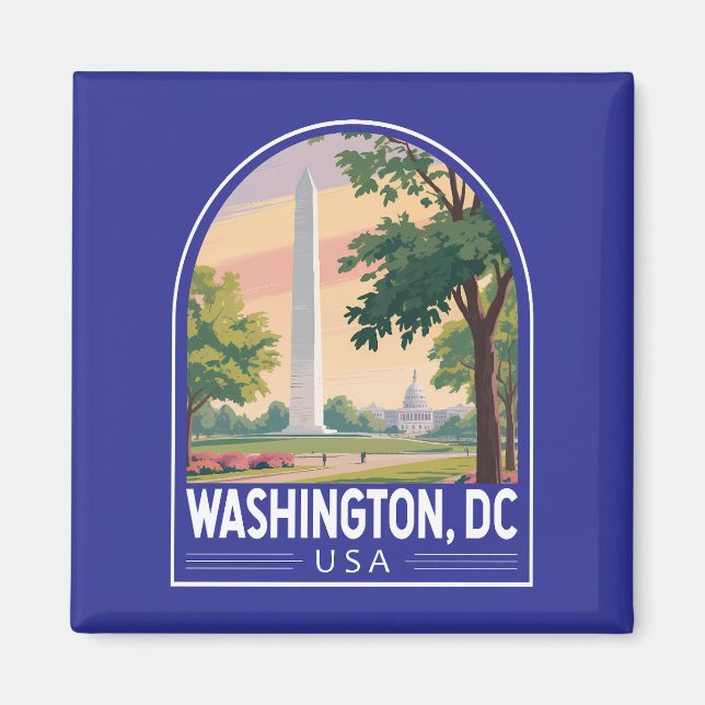 Washington DC Travel Art Emblem Magnet (Framsidan)