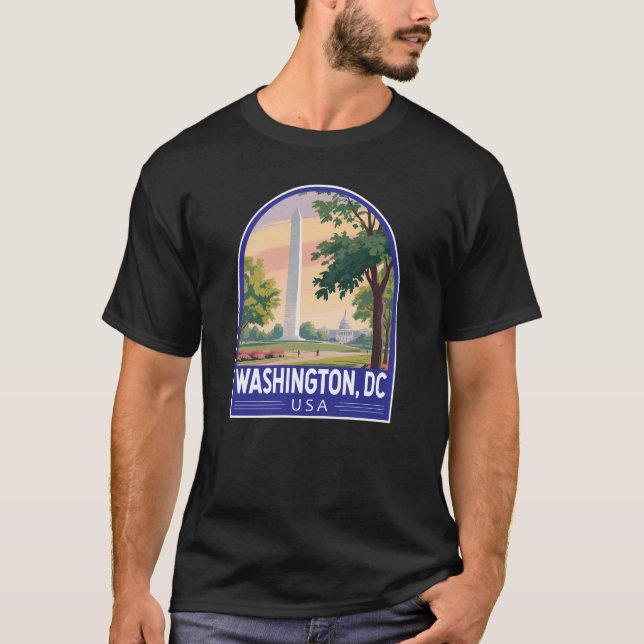 Washington DC Travel Art Emblem T Shirt (Framsida)