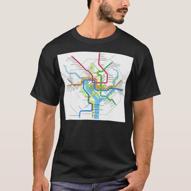 Washington DC tunnelbanan karta USA T Shirt (Framsida)