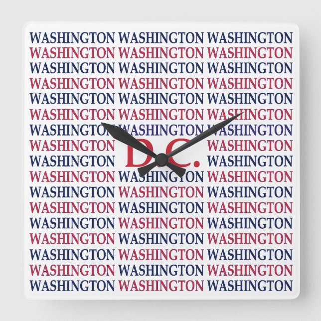 Washington DC typografi Fyrkantig Klocka (Framsida)