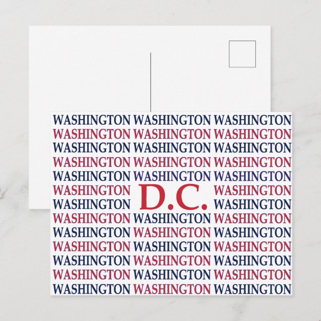 Washington DC typografi Vykort (Fram/baksida)