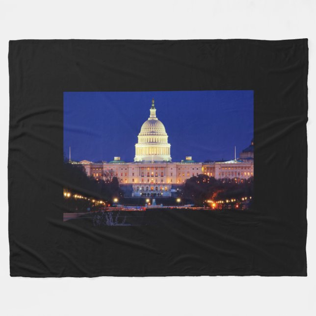 Washington DC United Stater Huvudstad i Dusk Fleecefilt (Framsidan (Horisontell))