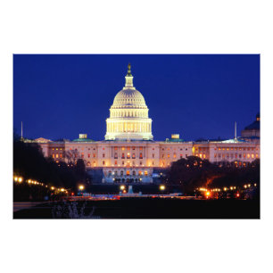 Washington DC United Stater Huvudstad i Dusk Fototryck