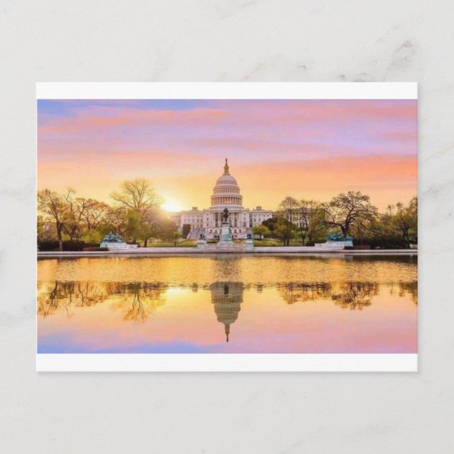 Washington DC US Capitol Building Solnedgångsrefle Vykort (Framsida)