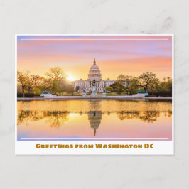 Washington DC US Huvudstad Sunset w Reflection Vykort