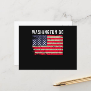Washington DC USA American Flagga Vintage Vykort