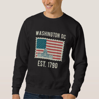 Washington Dc USA flagga Kärlek Huvudstad Backe So Lång Ärmad Tröja