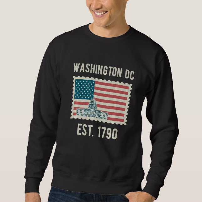 Washington Dc USA flagga Kärlek Huvudstad Backe So Lång Ärmad Tröja (Framsida)