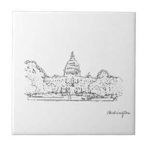 Washington DC USA Huvudstad Sketch Kakelplatta