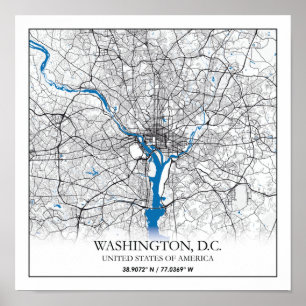 Washington DC USA Travel City Karta Poster